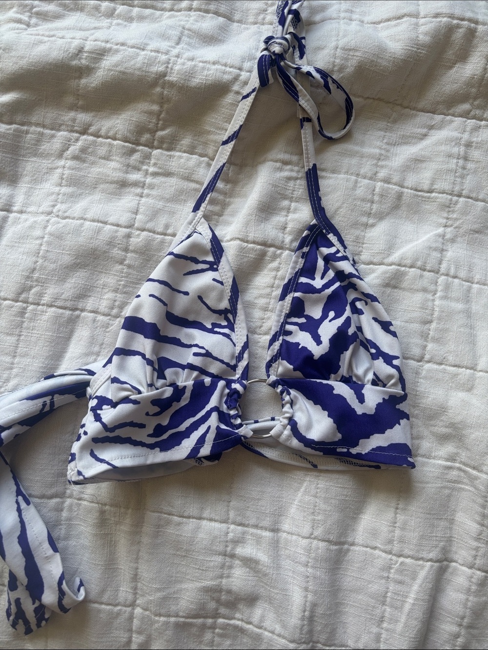 Women’s White & Purple Patterned Halter Top